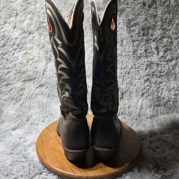 Vintage Tony Lama Mens 13D Buckaroo Leather Western Tall Shaft Embroidered Boots - Picture 3 of 16